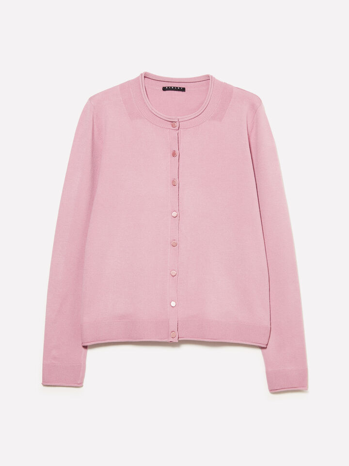 Mauve regular fit cardigan - women's cardigans - Pink | Sisley image number 5